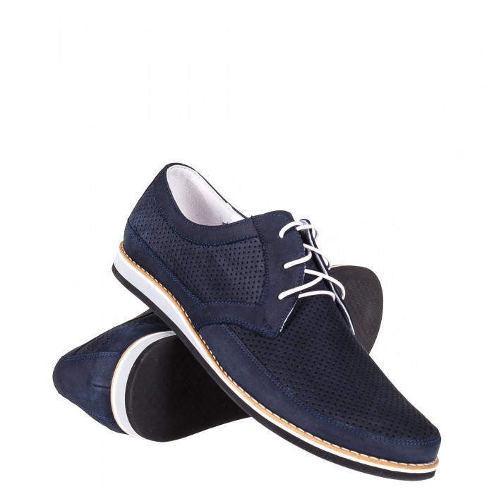 Buty Skórzane Męskie Granatowe Buty Skórzane Męskie Granatowe