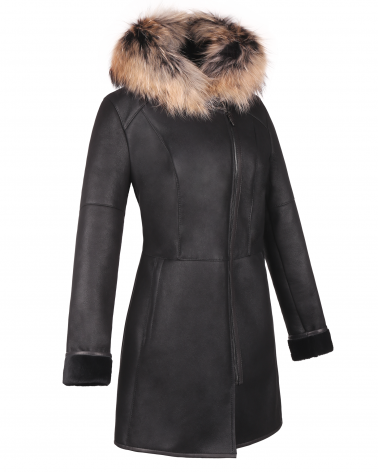 kożuch damski z kapturem