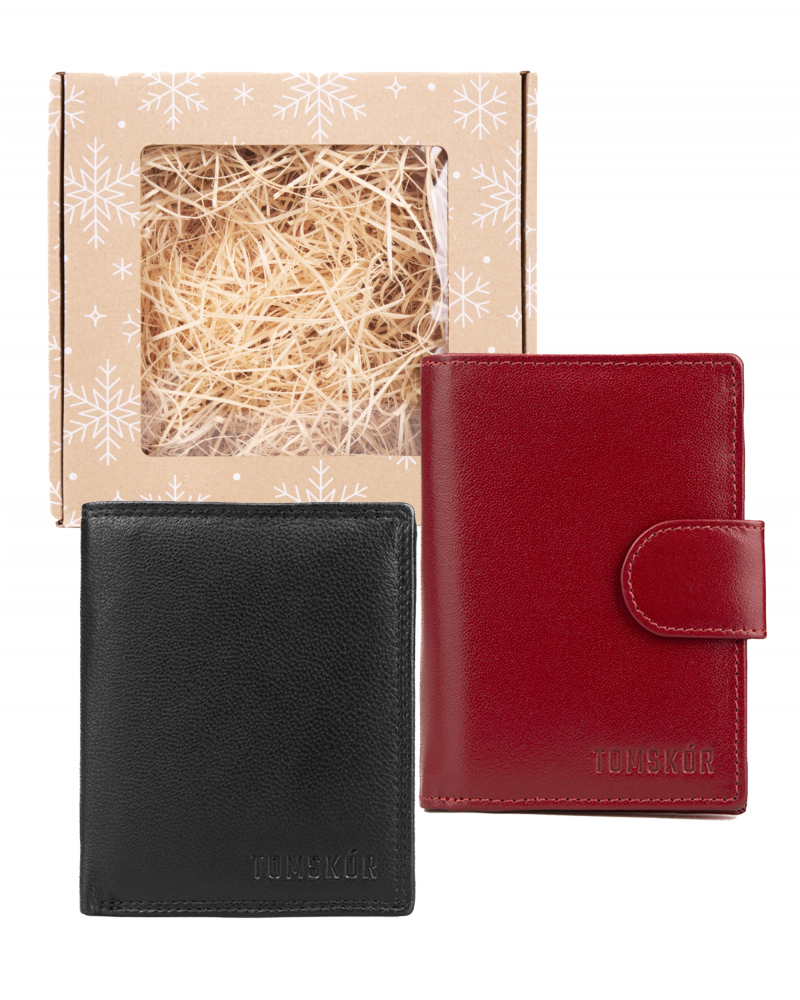 Skórzane portfele zestaw dla pary na święta