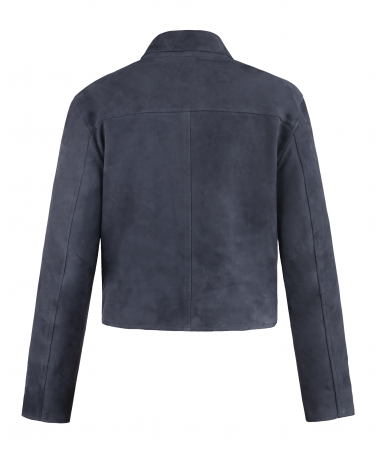 zamszowa kurtka w kolorze niebieskim