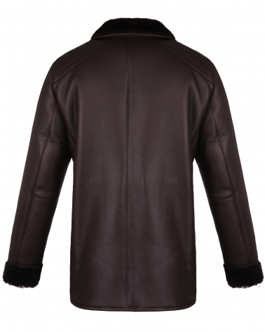 Długi kożuch ciemny brąz