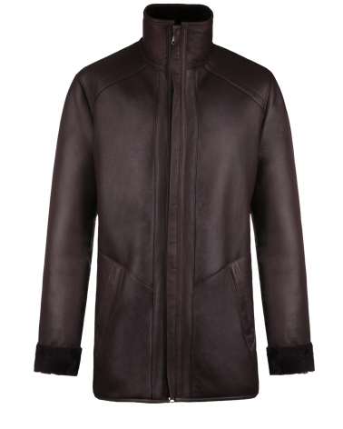 Kożuch męski ciemny brąz