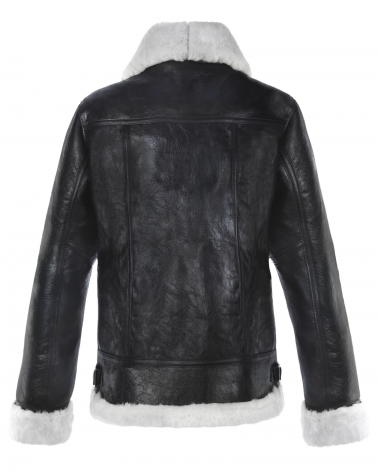 męski skórzany kożuch czarny