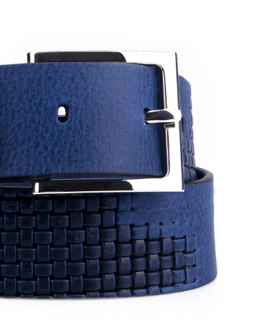 niebieski pasek męski bold z tłoczeniem