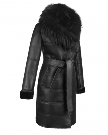 czarny ciepły kożuch damski