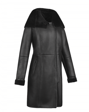 Długi naturalny kożuch damski