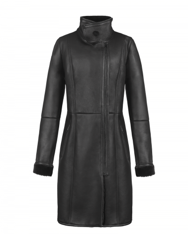 Długi naturalny kożuch damski