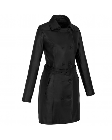 Stylowy płaszcz skórzany damski