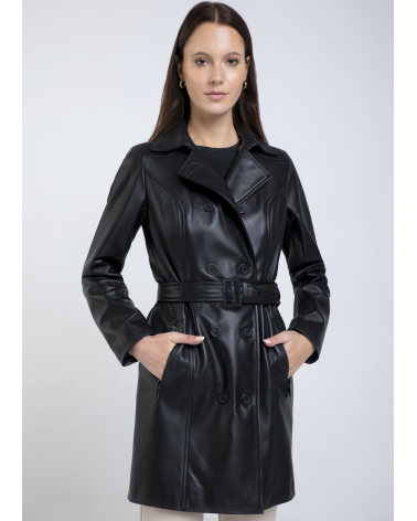 Klasyczny płaszcz skórzany damski