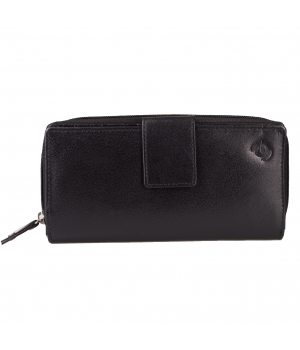 Skórzany portfel damski RFID - czarny