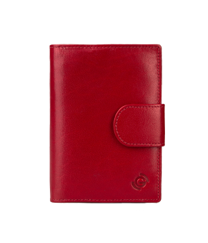 Skórzany portfel damski RFID- czerwony